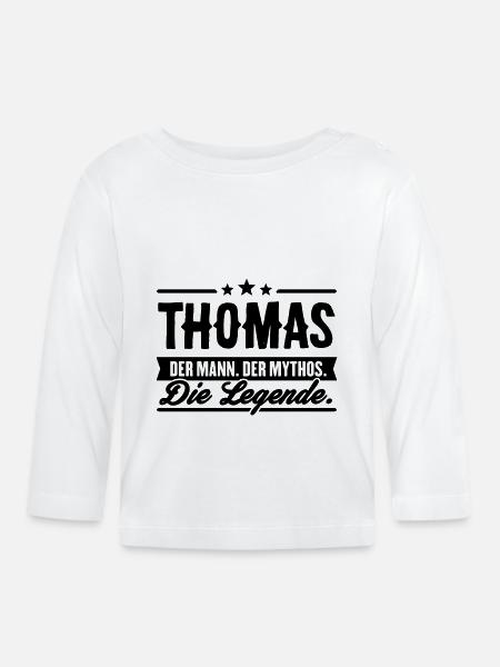 Mann Mythos Legende Thomas - Baby Bio-Langarmshirt - Weiß