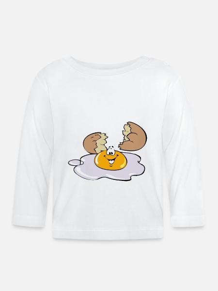 Spiegelei Ei Egg - Baby Bio-Langarmshirt - Weiß