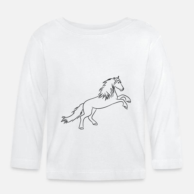 Cheval - T-shirt manches longues bio Bébé - blanc