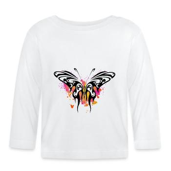 Butterfly aquarelle - T-shirt manches longues bio Bébé - blanc - Devant