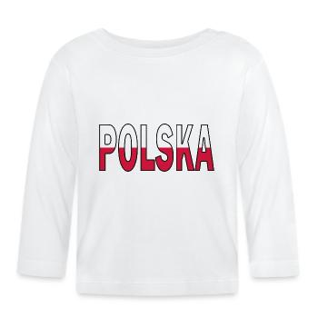 La Pologne aux couleurs nationales - T-shirt manches longues bio Bébé - blanc - Devant