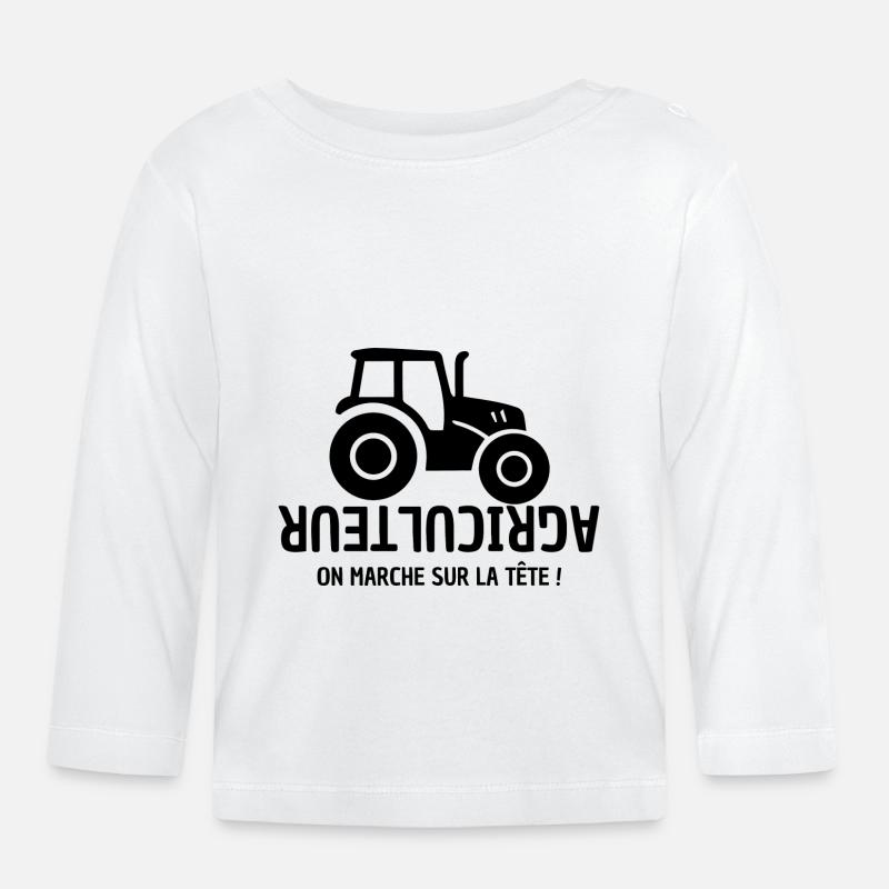Bauer, Bauer, Bauer, Traktor - Baby Bio-Langarmshirt - Weiß