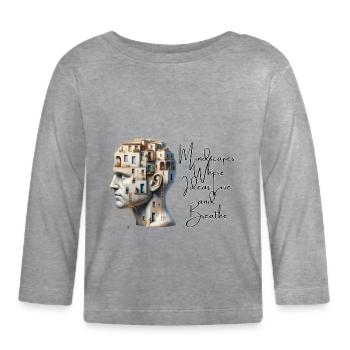 Quartier général de l’imagination - T-shirt manches longues bio Bébé - gris chiné - Devant