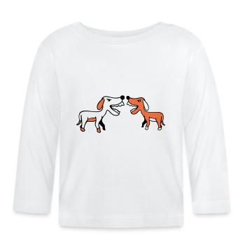 2 dogs bark loudly at Nasty Fight Biting Team - Organic Baby Long Sleeve T-Shirt - white - Front