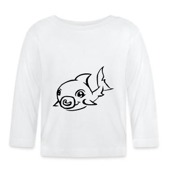 cute baby shark black - Organic Baby Long Sleeve T-Shirt - white - Front