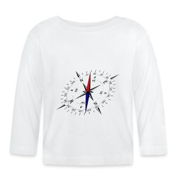 Kompass mit perspektive und schwarzer Skala - Baby Bio-Langarmshirt - Weiß - Vorne