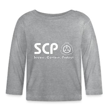 Fondation SCP, sécurisé. Protéger. Contenir - T-shirt manches longues bio Bébé - gris chiné - Devant