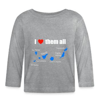 Je les aime tous - Îles Canaries - T-shirt manches longues bio Bébé - gris chiné - Devant