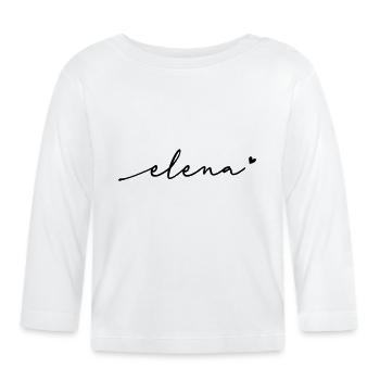 Elena Cursive Name - Organic Baby Long Sleeve T-Shirt - white - Front