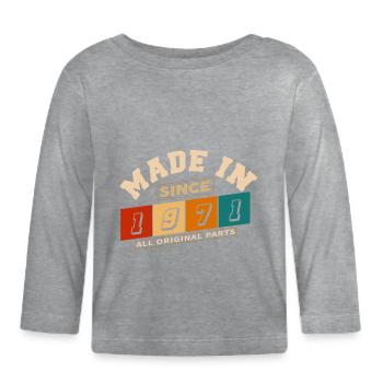 Made in 1971 Birthday 53 Years - Organic Baby Long Sleeve T-Shirt - heather grey - Front