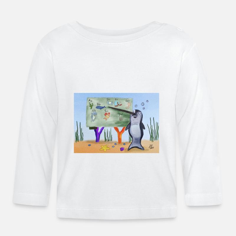 Lehrer Narwal - Baby Bio-Langarmshirt - Weiß