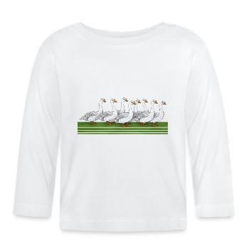 Oies - T-shirt manches longues bio Bébé - blanc - Devant