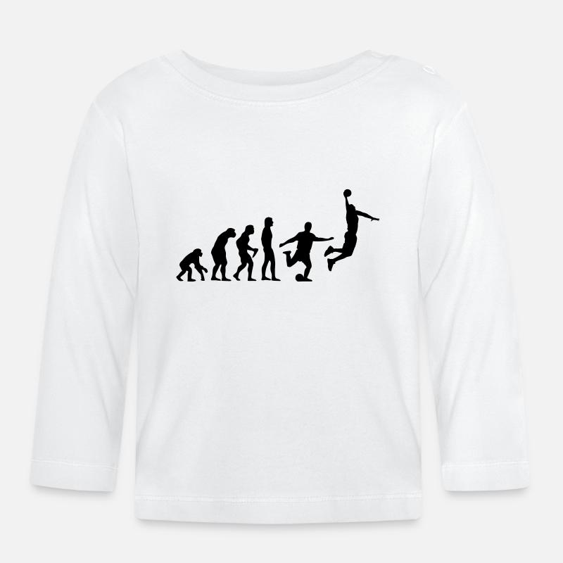 Evolution Basketball - Vom Affen zum Dunk - Baby Bio-Langarmshirt - Weiß