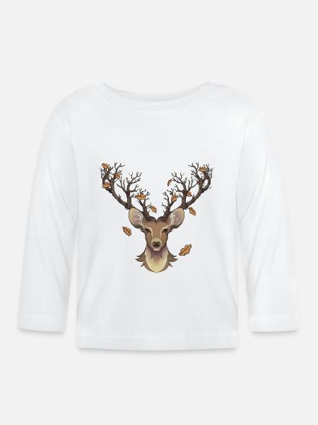Hirsch im Herbst - Baby Bio-Langarmshirt - Weiß
