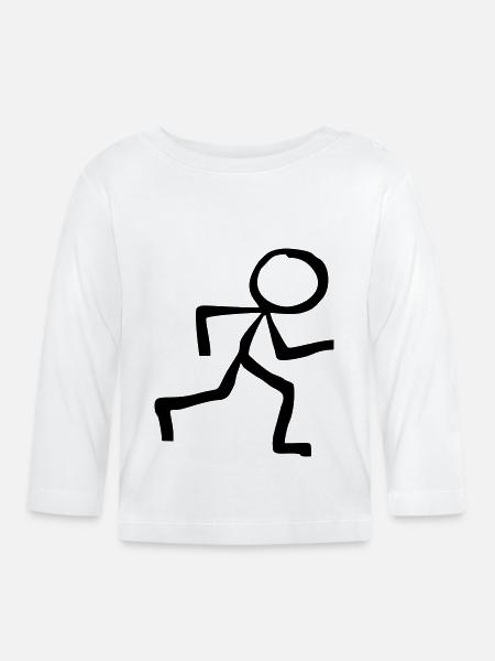 Strichmännchen Läufer läuft - Baby Bio-Langarmshirt - Weiß