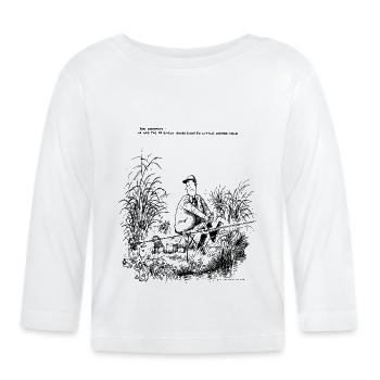 Thelwell Compleat Tangler Cartoon Vole Fisherman - Organic Baby Long Sleeve T-Shirt - white - Front