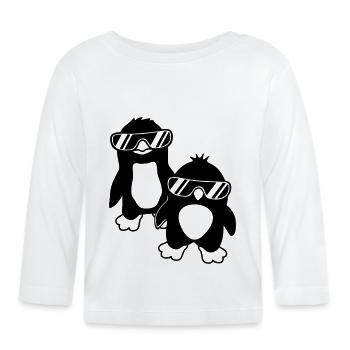 Crew Pinguine 2 Freunde - Baby Bio-Langarmshirt - Weiß - Vorne