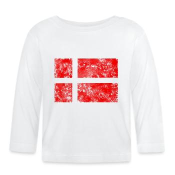 Drapeau du Danemark Vintage - T-shirt manches longues bio Bébé - blanc - Devant
