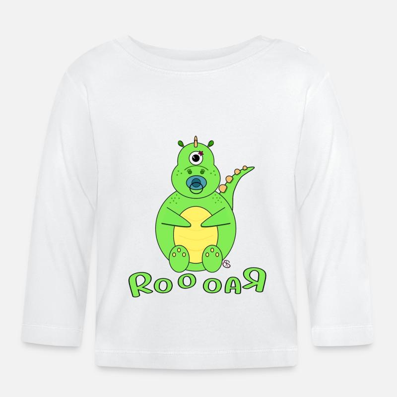 Dino Baby Name Garçon - T-shirt manches longues bio Bébé - blanc