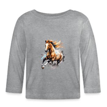 cheval sauvage - T-shirt manches longues bio Bébé - gris chiné - Devant