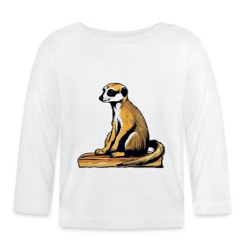 Suricate mignon - T-shirt manches longues bio Bébé - blanc - Devant