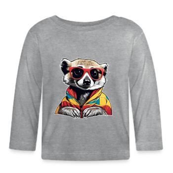 Suricate coquin avec lunettes de soleil - T-shirt manches longues bio Bébé - gris chiné - Devant