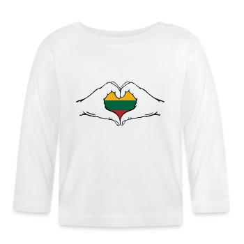 Lithuania Flag Heart Shape - Organic Baby Long Sleeve T-Shirt - white - Front