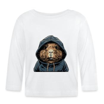 Cochon d’Inde Hip Hop cool - T-shirt manches longues bio Bébé - blanc - Devant