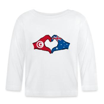 Tunisia Australia Flag Heart Shape - Organic Baby Long Sleeve T-Shirt - white - Front