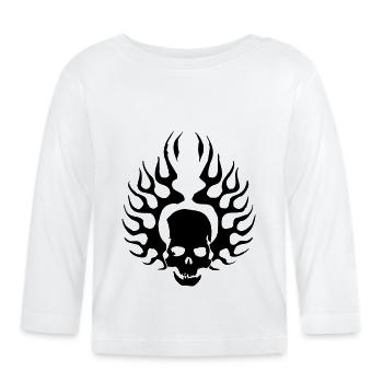Burning Skull - Baby Bio-Langarmshirt - Weiß - Vorne