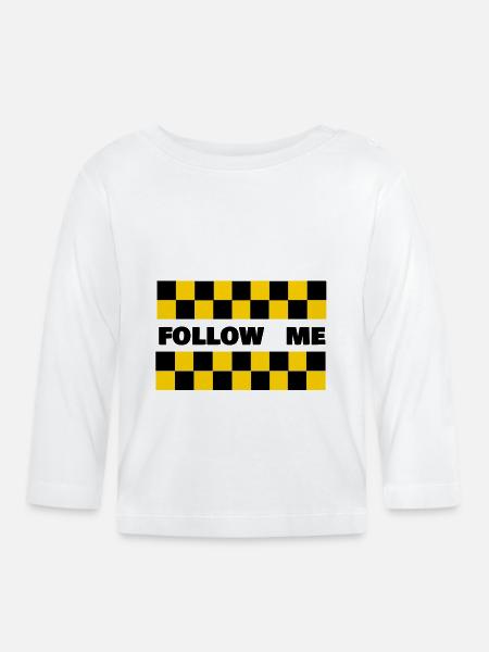 Follow me - Airport Car - Baby Bio-Langarmshirt - Weiß
