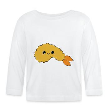cute smiling fried shrimp, süße frittierte garnele - Baby Bio-Langarmshirt - Weiß - Vorne
