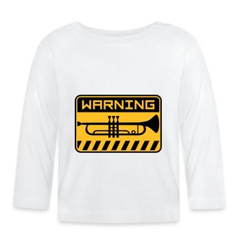 Avertissement Musique trompette - T-shirt manches longues bio Bébé - blanc - Devant