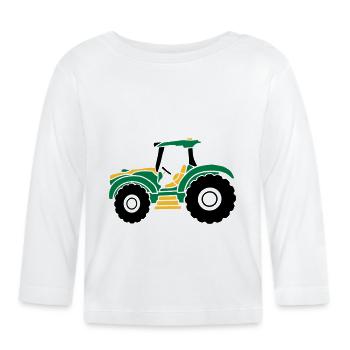 Conduite de tracteur agricole - T-shirt manches longues bio Bébé - blanc - Devant