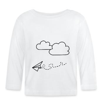 Avion en papier - T-shirt manches longues bio Bébé - blanc - Devant