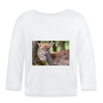 Fallow Deer (in german Damwild or Damhirsch) Dama - Organic Baby Long Sleeve T-Shirt - white - Front