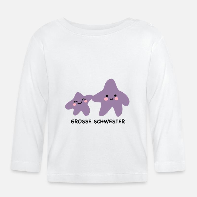 Süße Sternchen Große Schwester - Baby Bio-Langarmshirt - Weiß