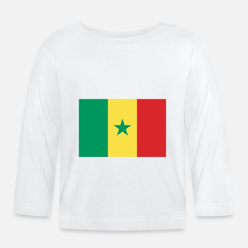 Sénégal - drapeau - T-shirt manches longues bio Bébé - blanc