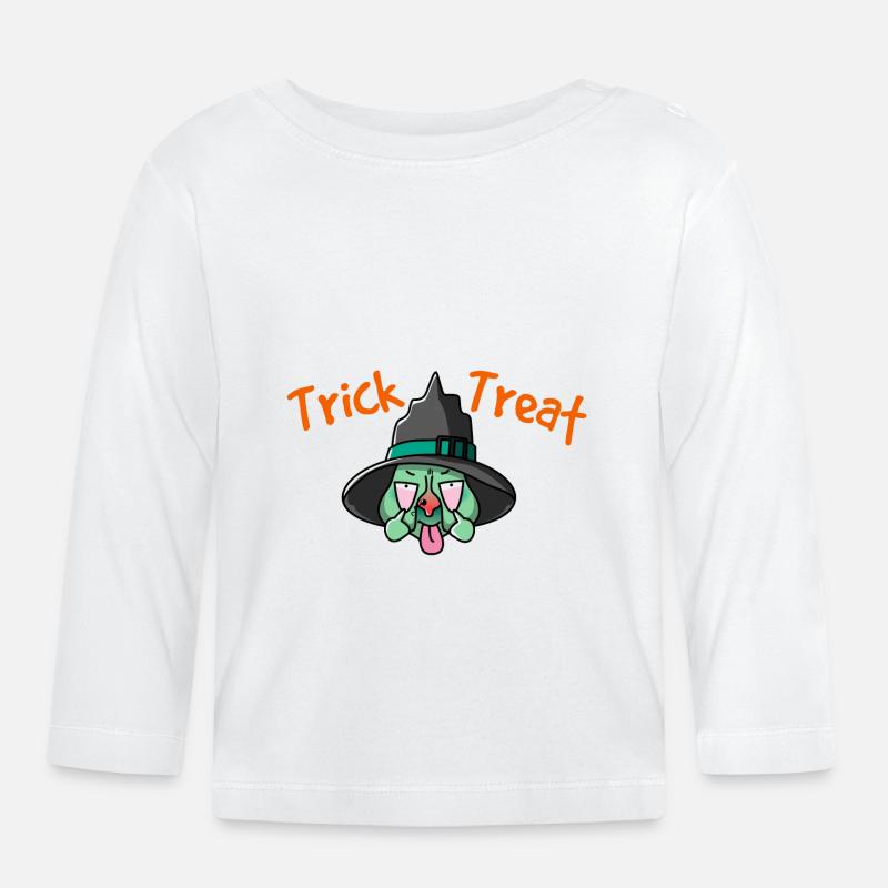 Süßes oder Leckerei T-Shirt - Baby Bio-Langarmshirt - Weiß
