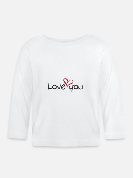 love you - Baby Bio-Langarmshirt - Weiß