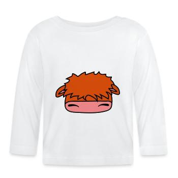 hochland kuh gesicht kopf - Baby Bio-Langarmshirt - Weiß - Vorne