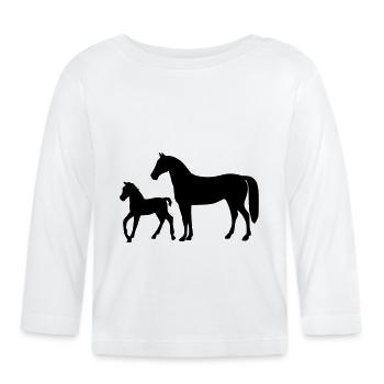 Horse with foal - Organic Baby Long Sleeve T-Shirt - white - Front