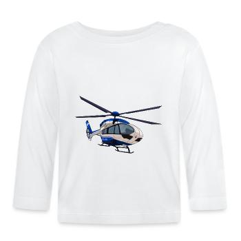 Hélicoptère de police Police Pilote d’hélicoptère - T-shirt manches longues bio Bébé - blanc - Devant
