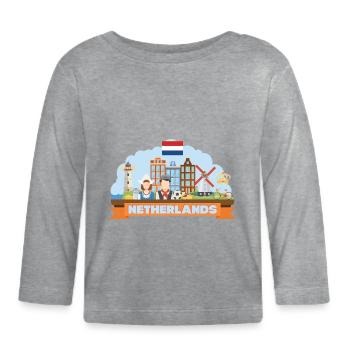 Composition de l’appartement de voyage aux Pays-Bas - T-shirt manches longues bio Bébé - gris chiné - Devant