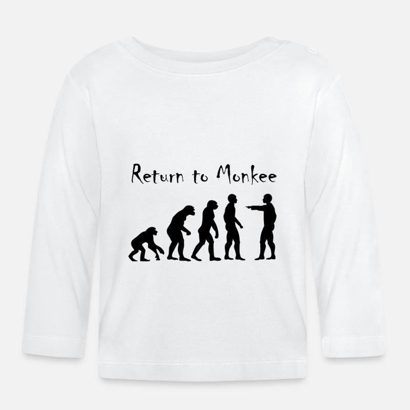 Return to Monkey Evolution Design - Organic Baby Long Sleeve T-Shirt - white