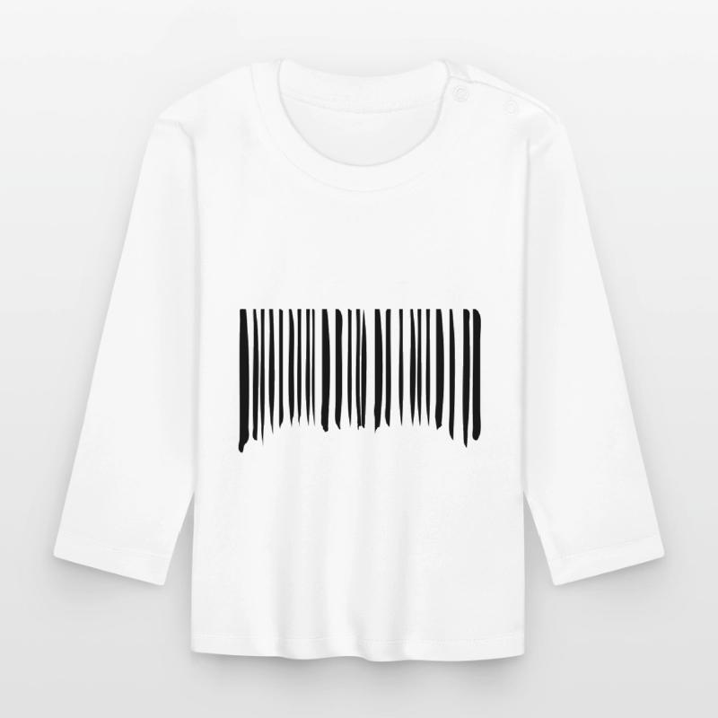 Barcode Strokes Lines Scribbled Barcode Scan T-shirt manches longues bio Bébé