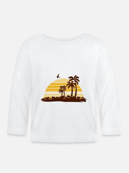 sunset island - Baby Bio-Langarmshirt - Weiß