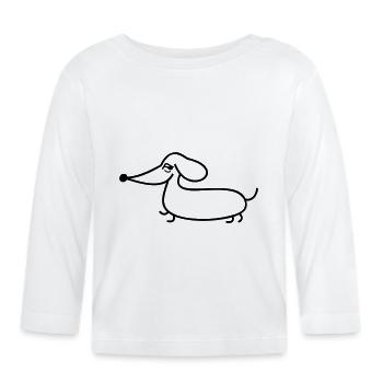 Dackel lustig linear - Baby Bio-Langarmshirt - Weiß - Vorne