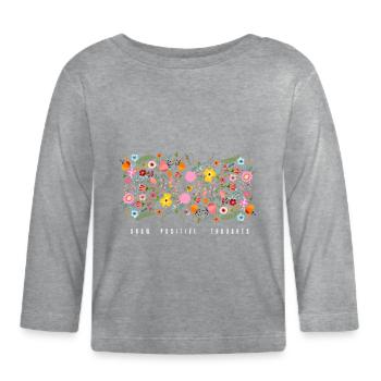 Grow positive thoughts - Organic Baby Long Sleeve T-Shirt - heather grey - Front