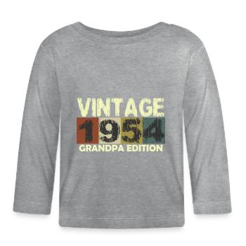 Vintage Geburtstag Retro Sonnenuntergang Design - Baby Bio-Langarmshirt - Grau meliert - Vorne